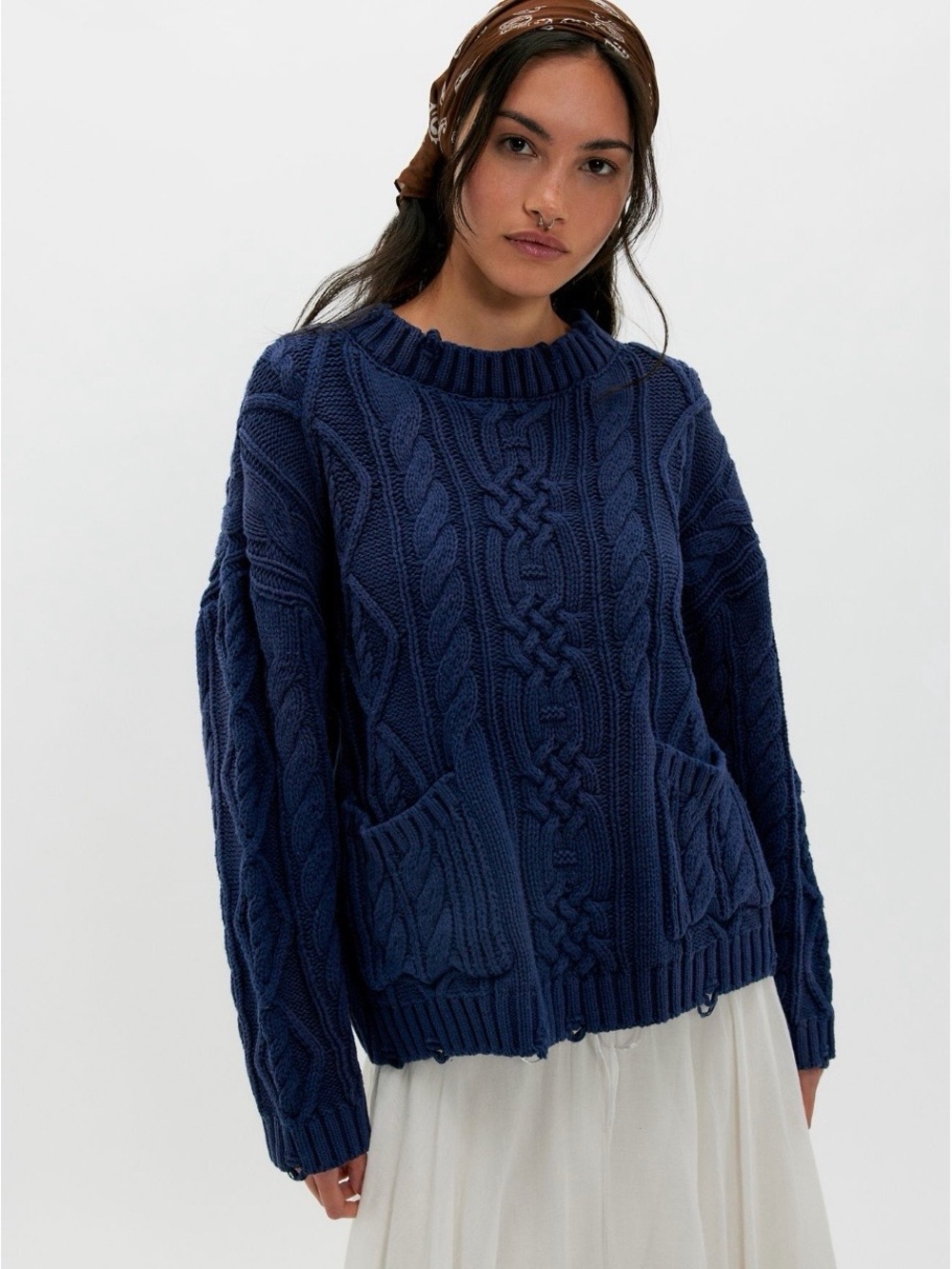 Free People Found Cable-Knit Sweater